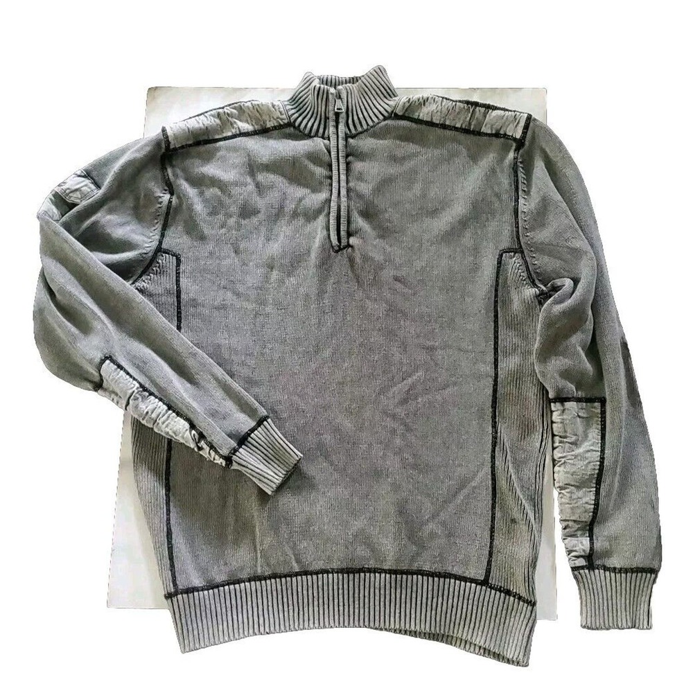 BKE Size XL Men's Athletic Fit Gray 1/3 Zip Up Long Sleeve Pullover Top